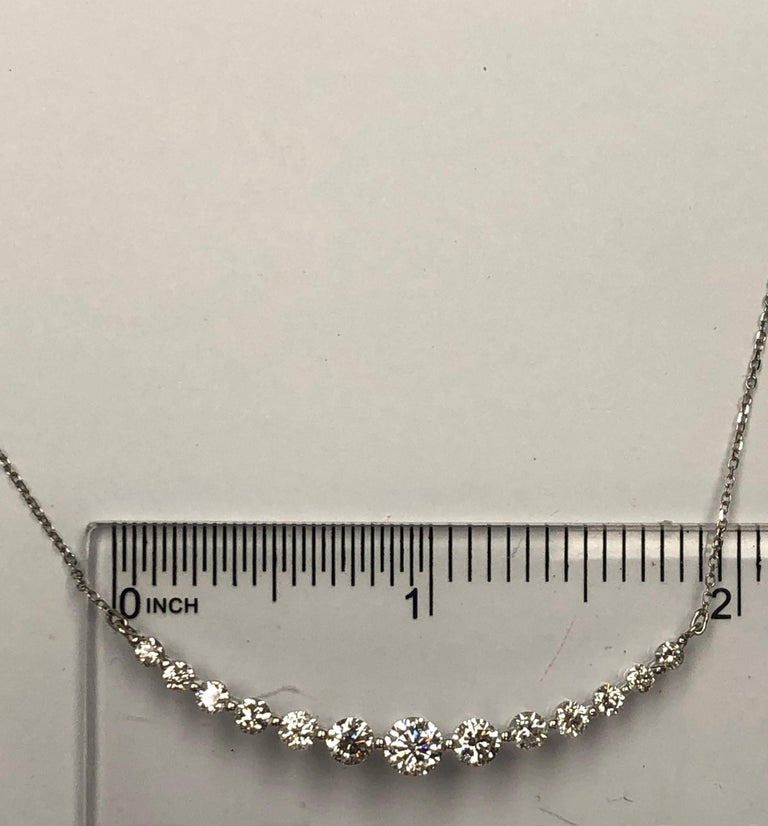 DiamondTown 1.53 Carat Curved Diamond Bar Necklace 14 Karat White Gold In New Condition For Sale In New York, NY