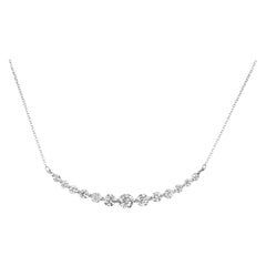 DiamondTown 1.53 Carat Curved Diamond Bar Necklace 14 Karat White Gold