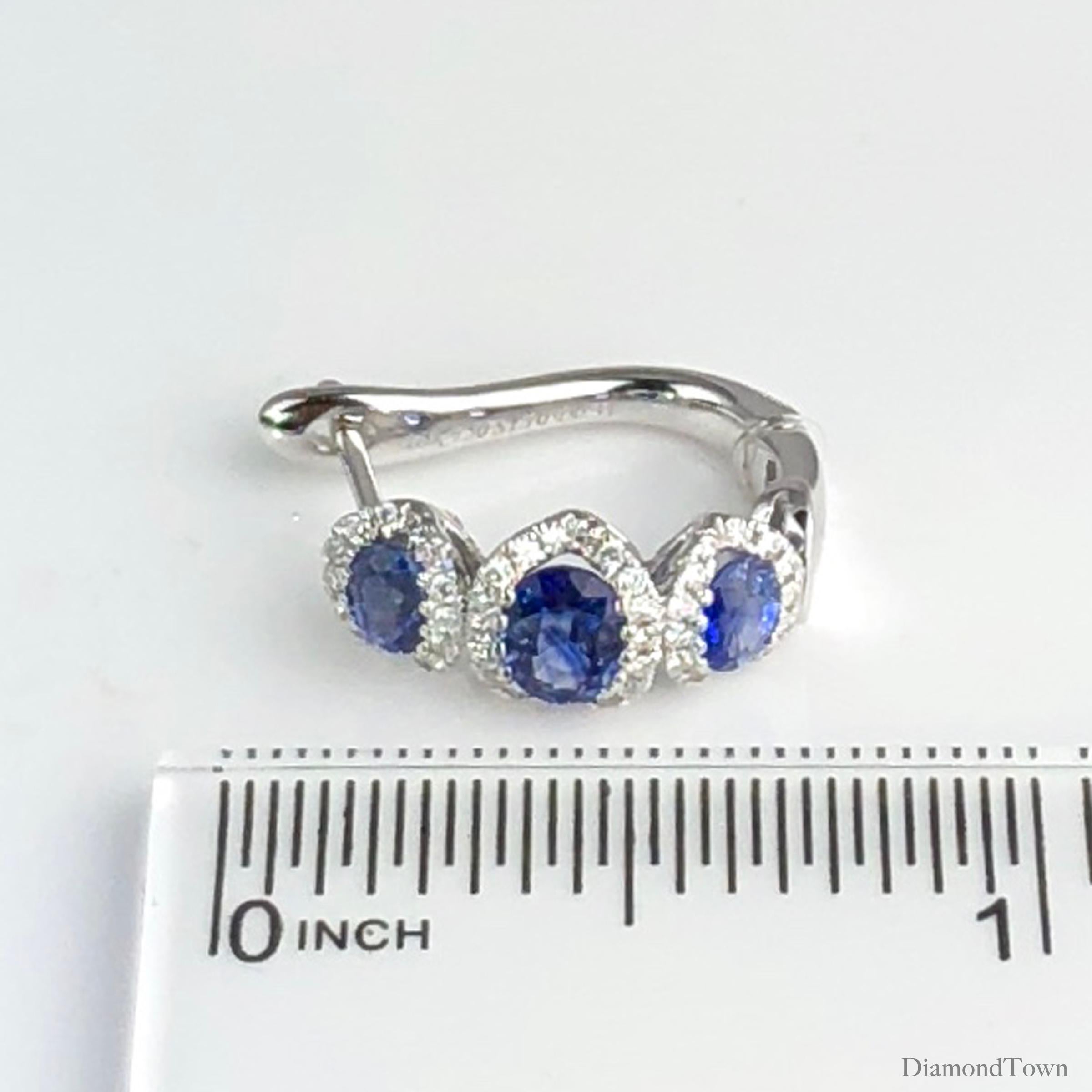 Women's DiamondTown 1.70 Carat Vivid Blue Sapphire Lever-Back Stud Earrings
