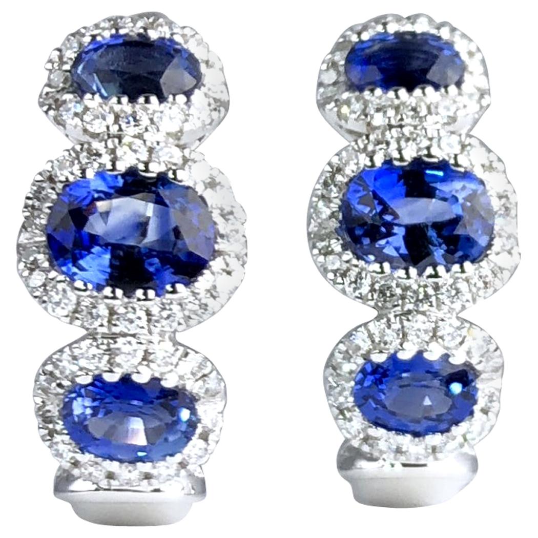 DiamondTown 1.70 Carat Vivid Blue Sapphire Lever-Back Stud Earrings