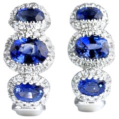 DiamondTown - Boucles d'oreilles à levier en saphir bleu vif de 1,70 carat