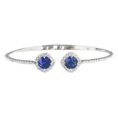 DiamondTown 2.23 Carat Sapphire and 0.86 Carat Diamond Bangle in 14k White Gold