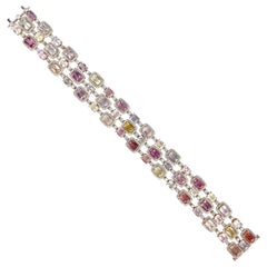 Diamant-Armband mit 31,54 Karat natürlichem farbigem Saphir und Diamanten
