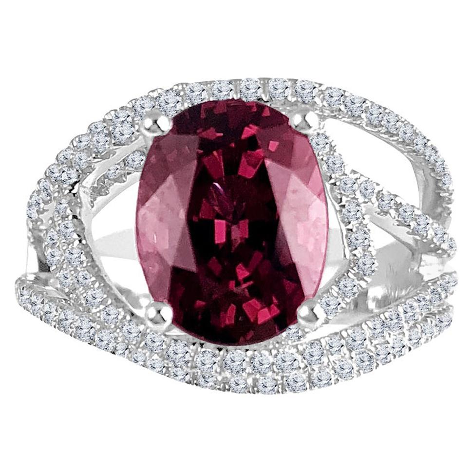DiamondTown 4.14 Carat Oval Cut Raspberry Garnet Fashion Ring