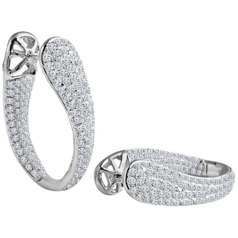 DiamondTown 4.28 Carat Diamond Hoop Earrings in 18 Karat White Gold