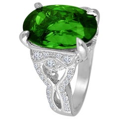 DiamondTown 8.54 Carat Oval Cut Tourmaline and Diamond Ring