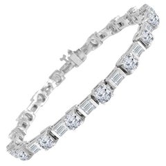 DiamondTown 9.51 Carat Round and Baguette Diamond Tennis Bracelet