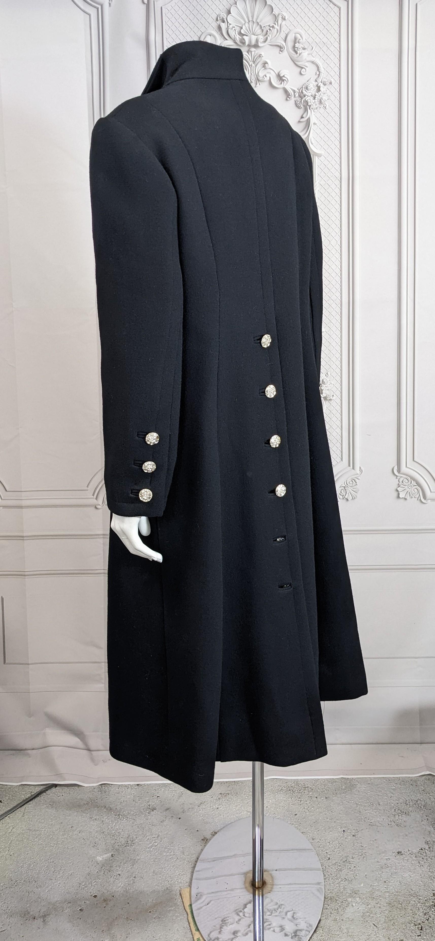 Diamonte Buttoned Black Evening Coat For Sale 2