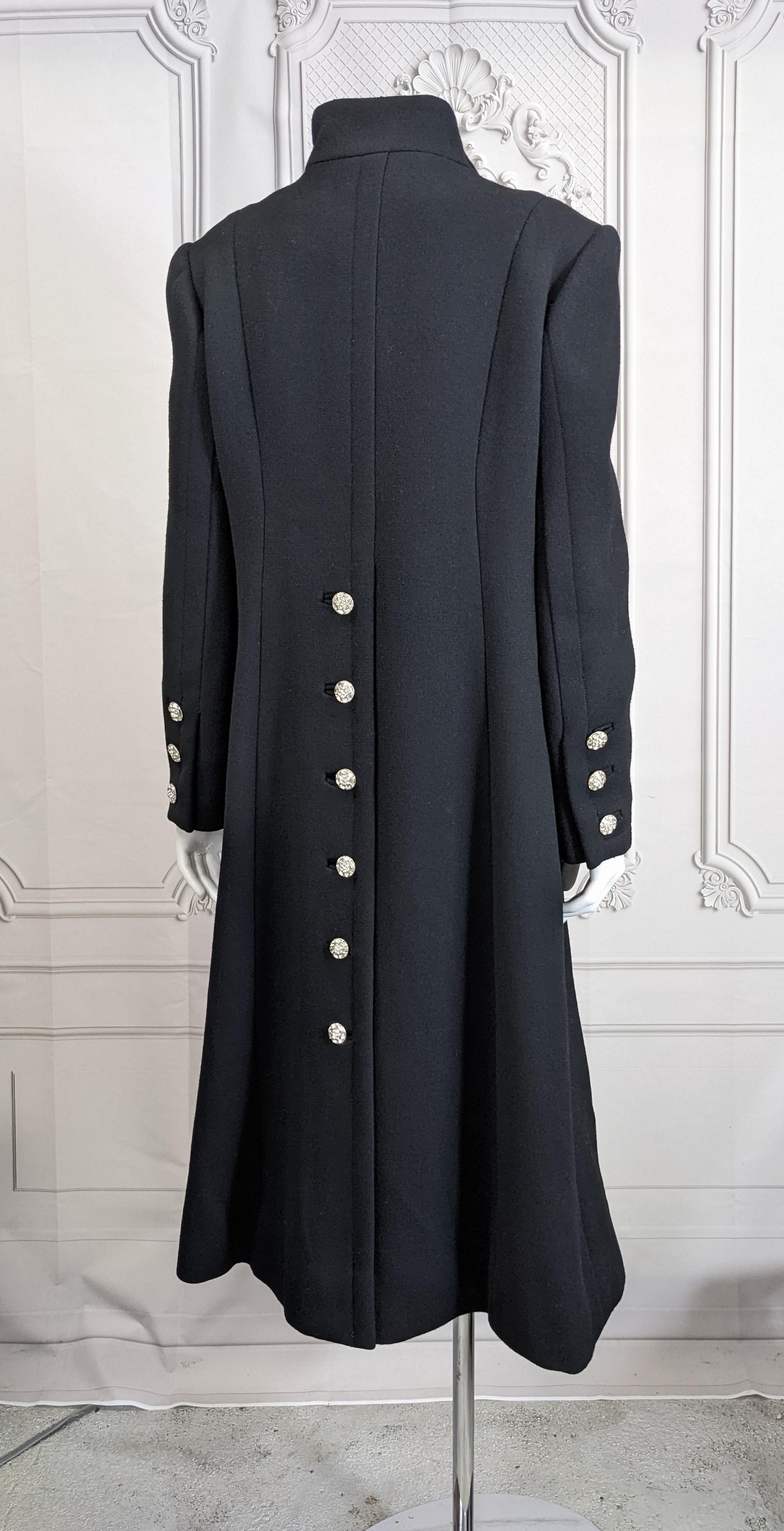 Diamonte Buttoned Black Evening Coat For Sale 3