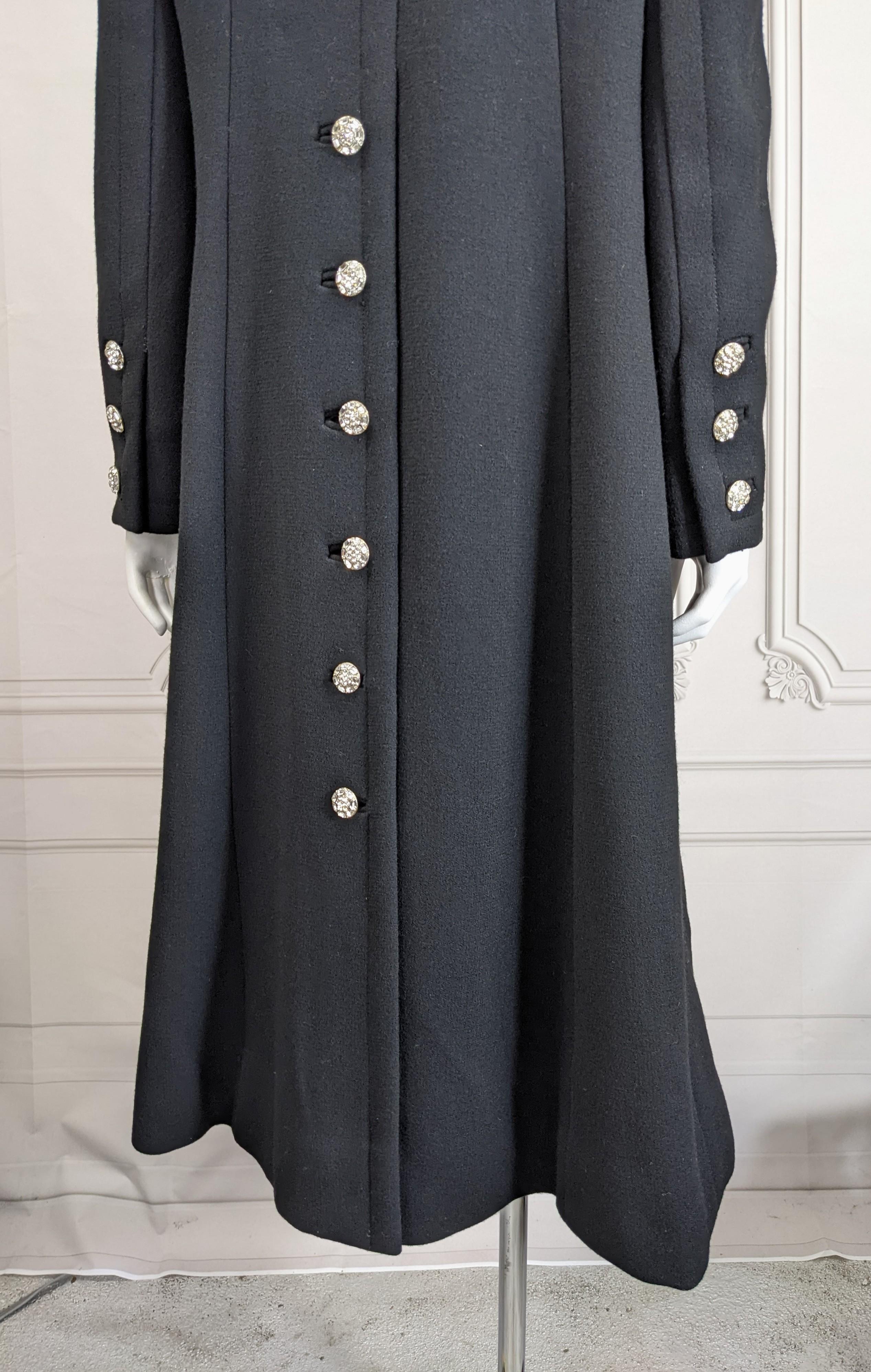 Diamonte Buttoned Black Evening Coat For Sale 4