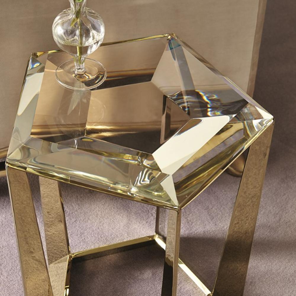 Diamony Side Table with Crystal Glass Top In New Condition For Sale In Paris, FR