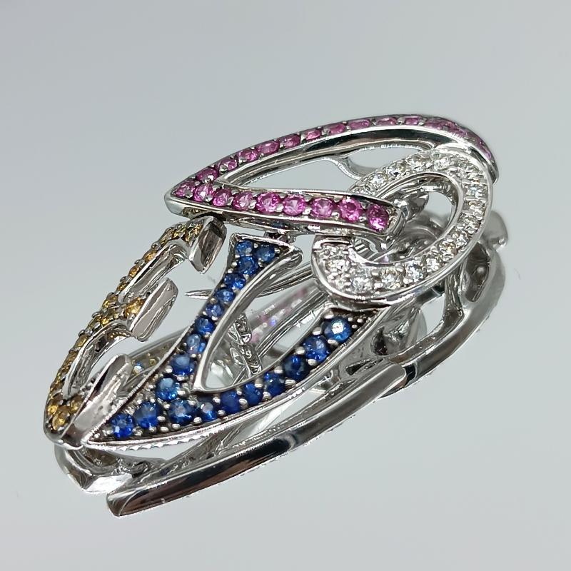 Diamrusa Brooch Pendant LOVE white gold and Sapphires In New Condition For Sale In BILBAO, ES