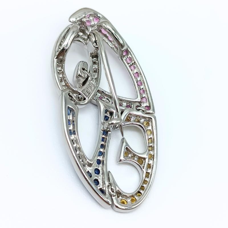 Women's or Men's Diamrusa Brooch Pendant LOVE white gold and Sapphires For Sale