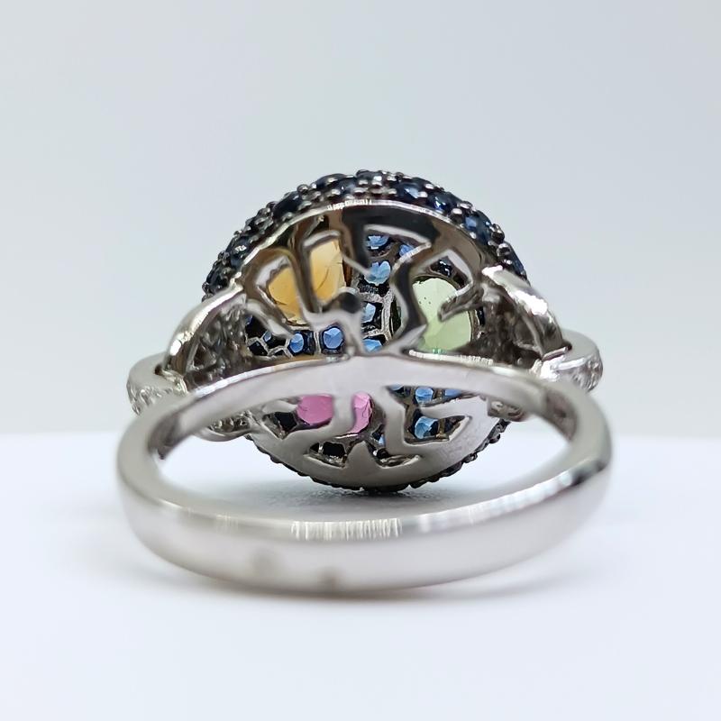 Women's or Men's Diamrusa ring in white gold with sapphires and different stones For Sale