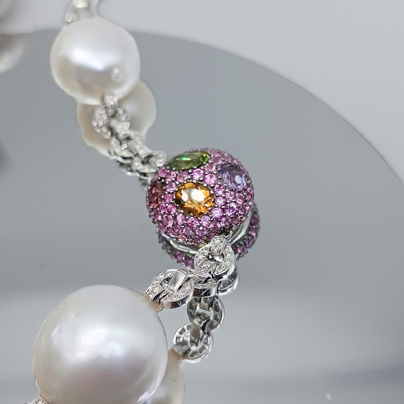 Collana in oro bianco Diamrusa con catena di diamanti. in vendita 3