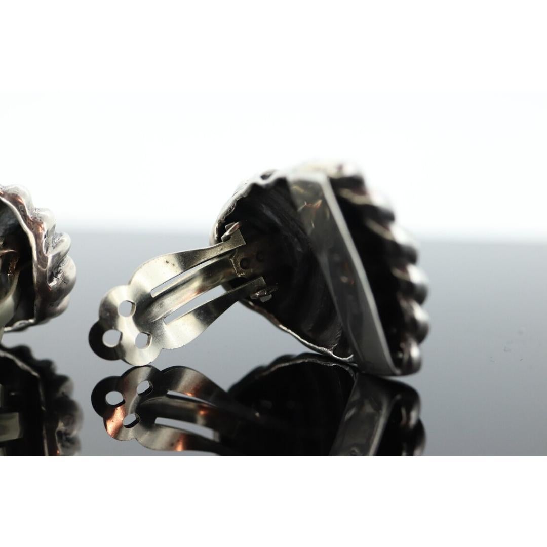 Orecchini a clip Dian Malouf. Orecchini Modernisti in argento pesante DLM in vendita 3