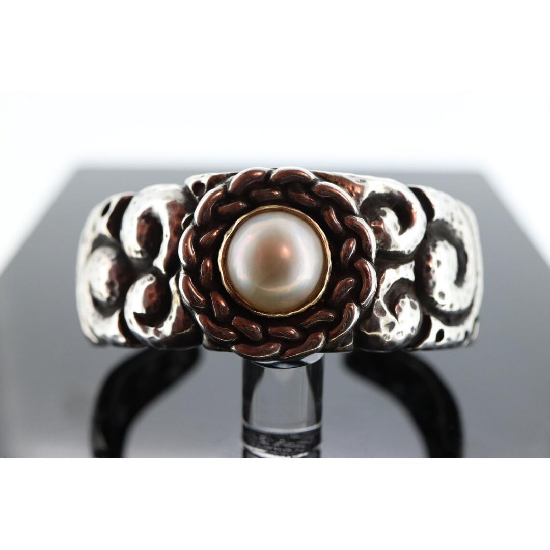Dian Malouf Manschettenarmband. Mabe Perle Schwere Manschette aus Sterlingsilber und 14k Gold 4