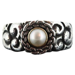 Dian Malouf Manschettenarmband. Mabe Perle Schwere Manschette aus Sterlingsilber und 14k Gold