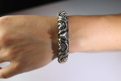 Dian Malouf Cuff Bracelet. Wide Heart Heavy sterling Silver Cuff Bracelet