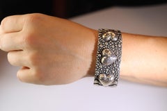 Dian Malouf Cuff Bracelet. Wide Heart Heavy sterling Silver Cuff Bracelet