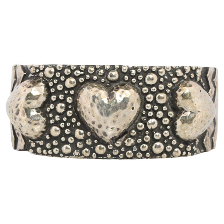 Bague Dian Malouf En Argent Massif Avec Coeur En Or 14 Carats - Taille 8.75