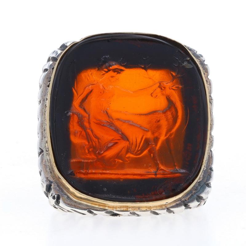 Size: 6 3/4
Sizing Fee: Up 1 size for $50 or Down 1 size for $50

Brand: Dian Malouf

Metal Content: Sterling Silver & 14k Yellow Gold

Material Information
Molded Glass
Color: Orangey Brown

Style: Signet
Theme: Greek goddess