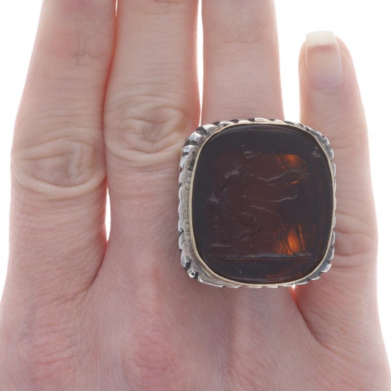 Dian Malouf Griechische Göttin Artemis-Ring aus geformtem Glas, Sterling 925 Gelbgold 14k im Zustand „Hervorragend“ in Greensboro, NC