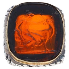 Dian Malouf Griechische Göttin Artemis-Ring aus geformtem Glas, Sterling 925 Gelbgold 14k