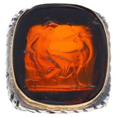 Dian Malouf Griechische Göttin Artemis-Ring aus geformtem Glas, Sterling 925 Gelbgold 14k