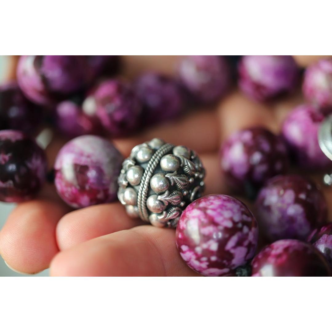 Dian Malouf Halskette. Runder Charoit Schwere Sterlingsilber Perlenkette DLM 2