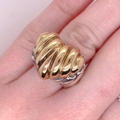 Original Dian Malouf Rare, Mixed Metal Bombe Heart Love Ring, Retired Design