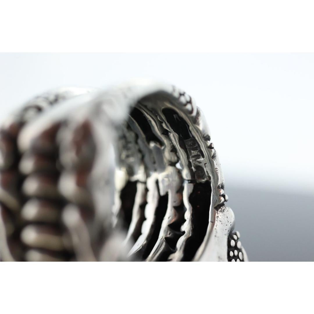 Dian Malouf RING. Triple Three Stacked Rings. Heavy sterling Silver and 14k Sign For Sale 6