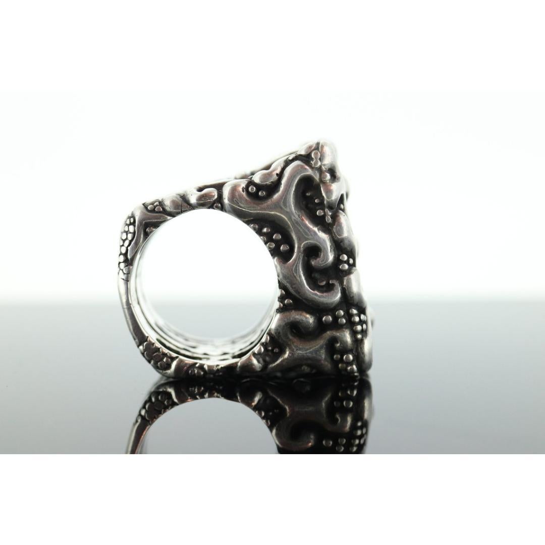 Dian Malouf RING. Triple Three Stacked Rings. Heavy sterling Silver and 14k Sign For Sale 3