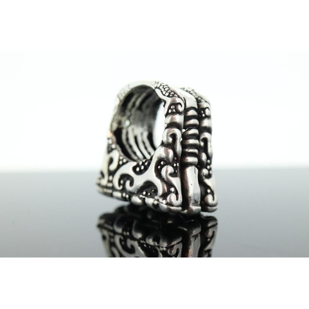 Dian Malouf RING. Triple Three Stacked Rings. Heavy sterling Silver and 14k Sign For Sale 4