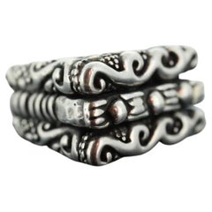 Dian Malouf RING. Dreifache drei gestapelte Ringe. Schweres Schild aus Sterlingsilber und 14k signiert