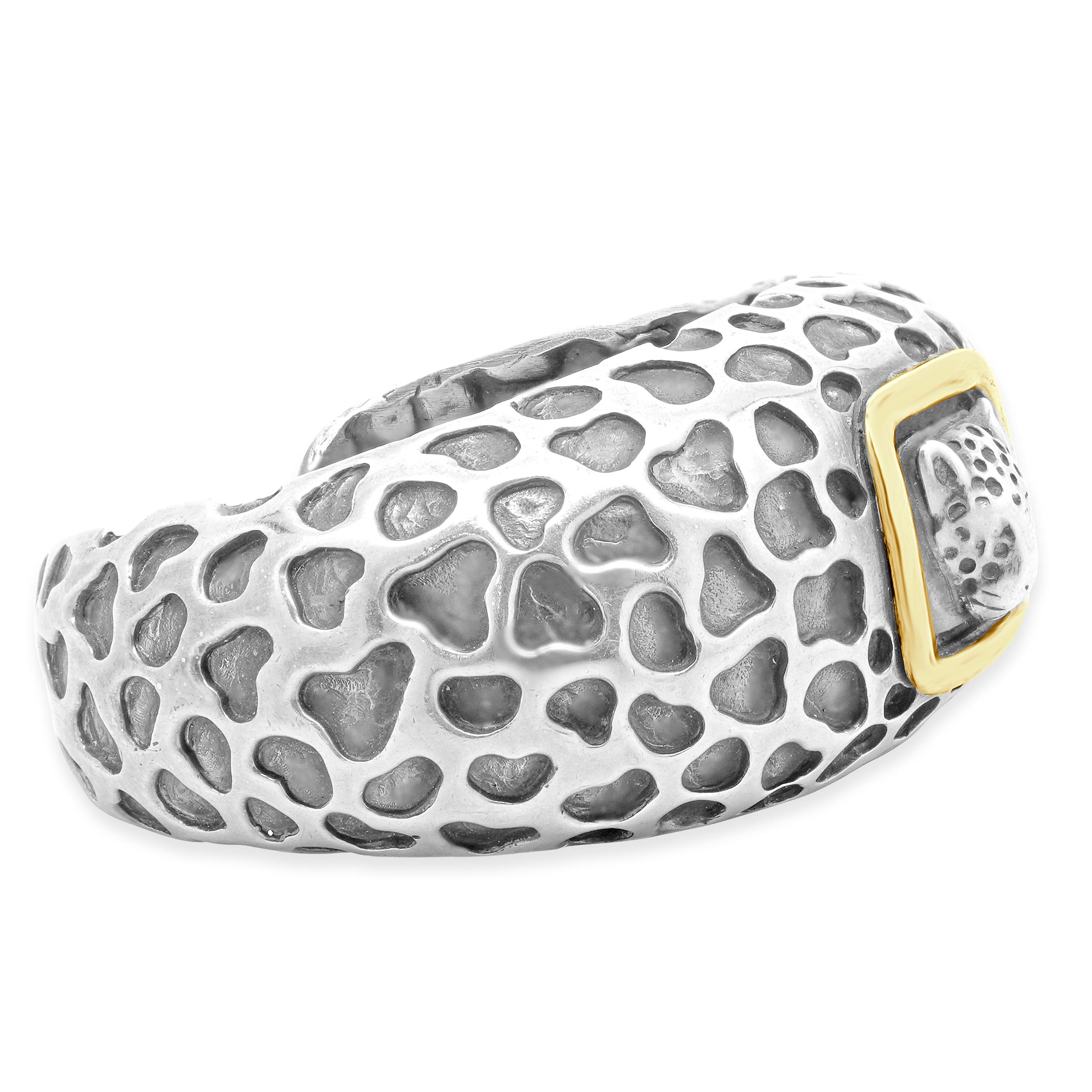 Dian Malouf SS/14 Karat Two Tone Leopard Textured Cuff Bracelet im Zustand „Hervorragend“ im Angebot in Scottsdale, AZ