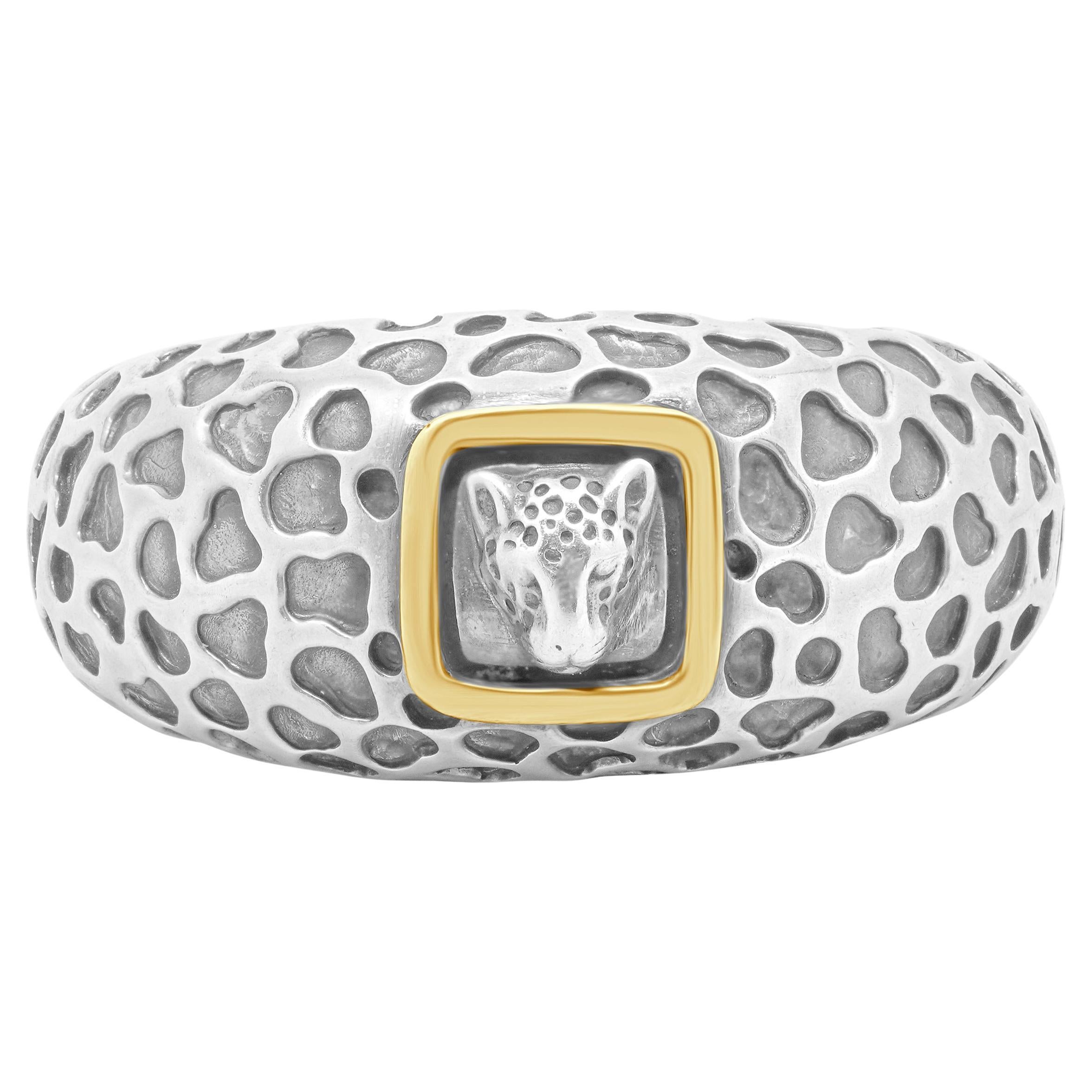 Dian Malouf SS/14 Karat Two Tone Leopard Textured Cuff Bracelet