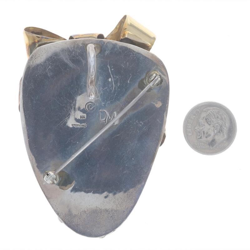 Dian Malouf Broche/renforceur de pendentif avec nœud turquoise en argent sterling 925 et 14 carats Excellent état - En vente à Greensboro, NC