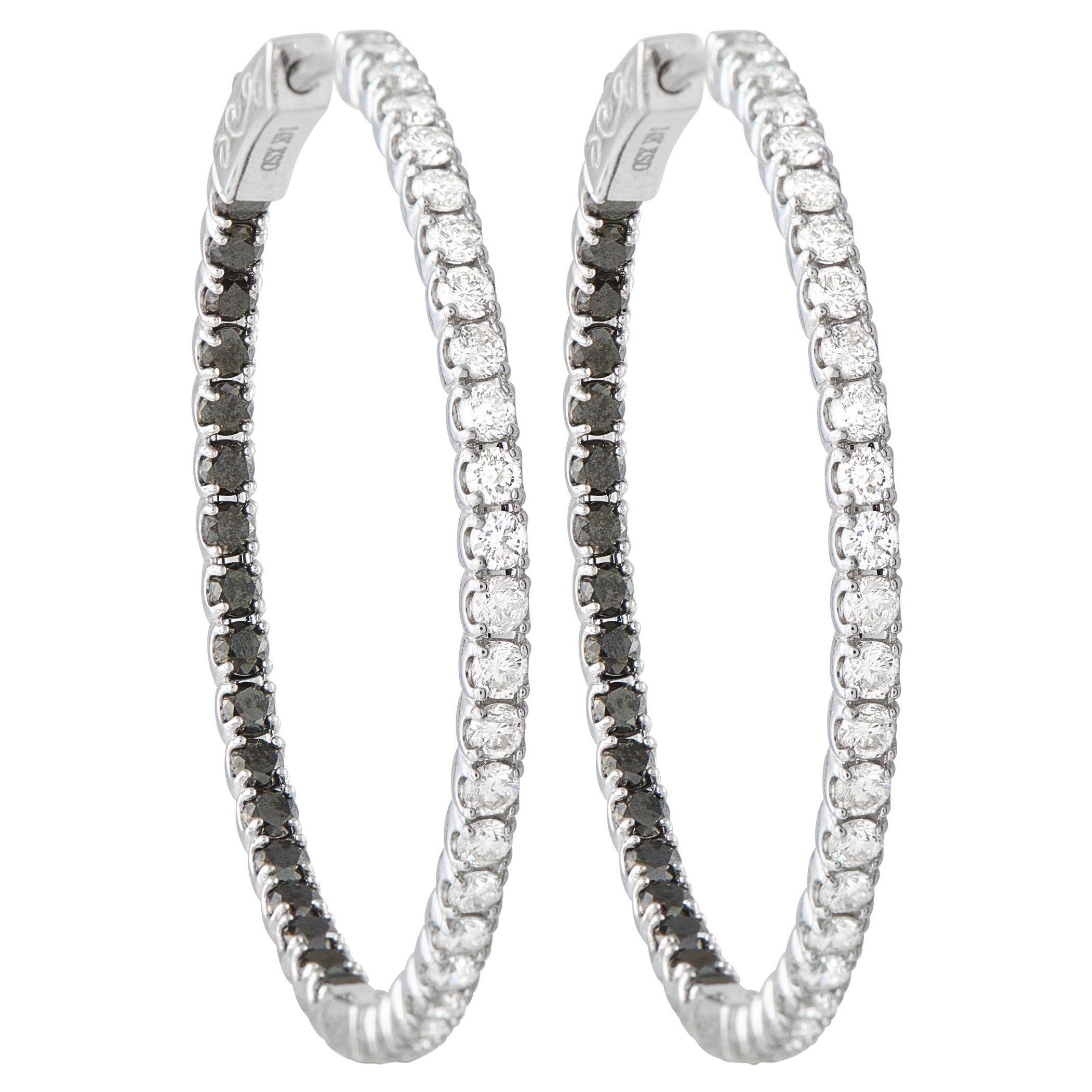Diana 14K Weißgold 2,60ct Schwarzer und Weißer Diamant Creolen DI24-070125 im Angebot
