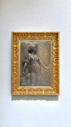 Diana and Stag Silverplate Relief Plaque from WMF
