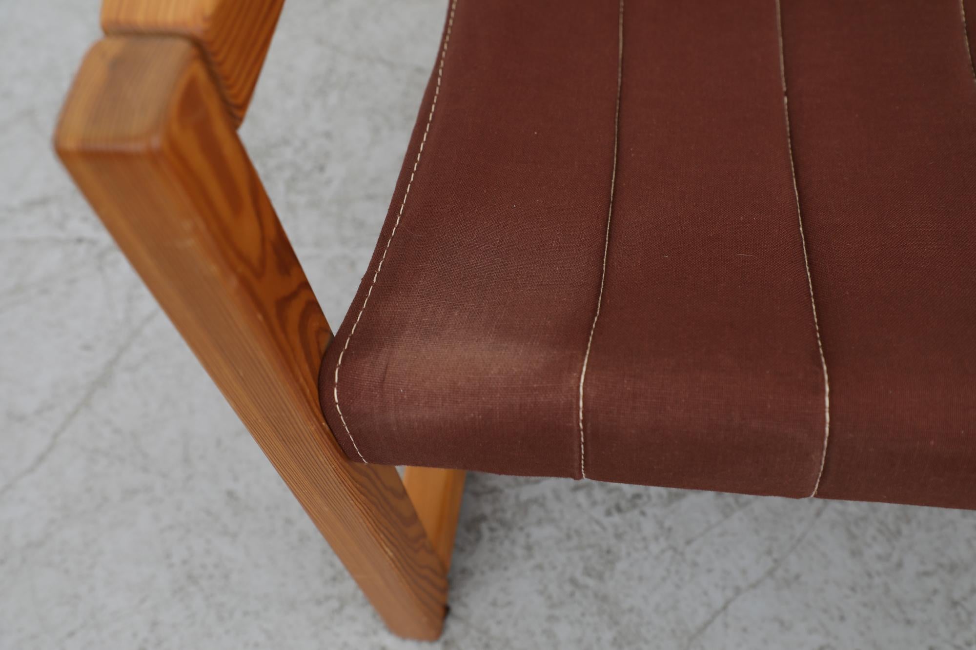 'Diana' Armchair w/ Pine Frame and Brown Canvas Sling by Karin Mobring, 1980's For Sale 3