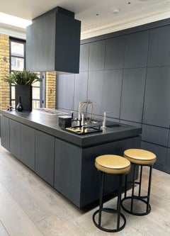 Custom Height Diana Bar Stool Circular in Steel Powder-Coated and Leather