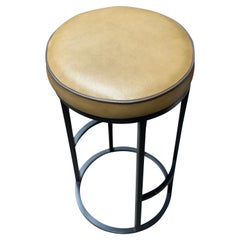 Diana Bar Stool Circular in Steel Powder-Coated and Mousse Tan Leather