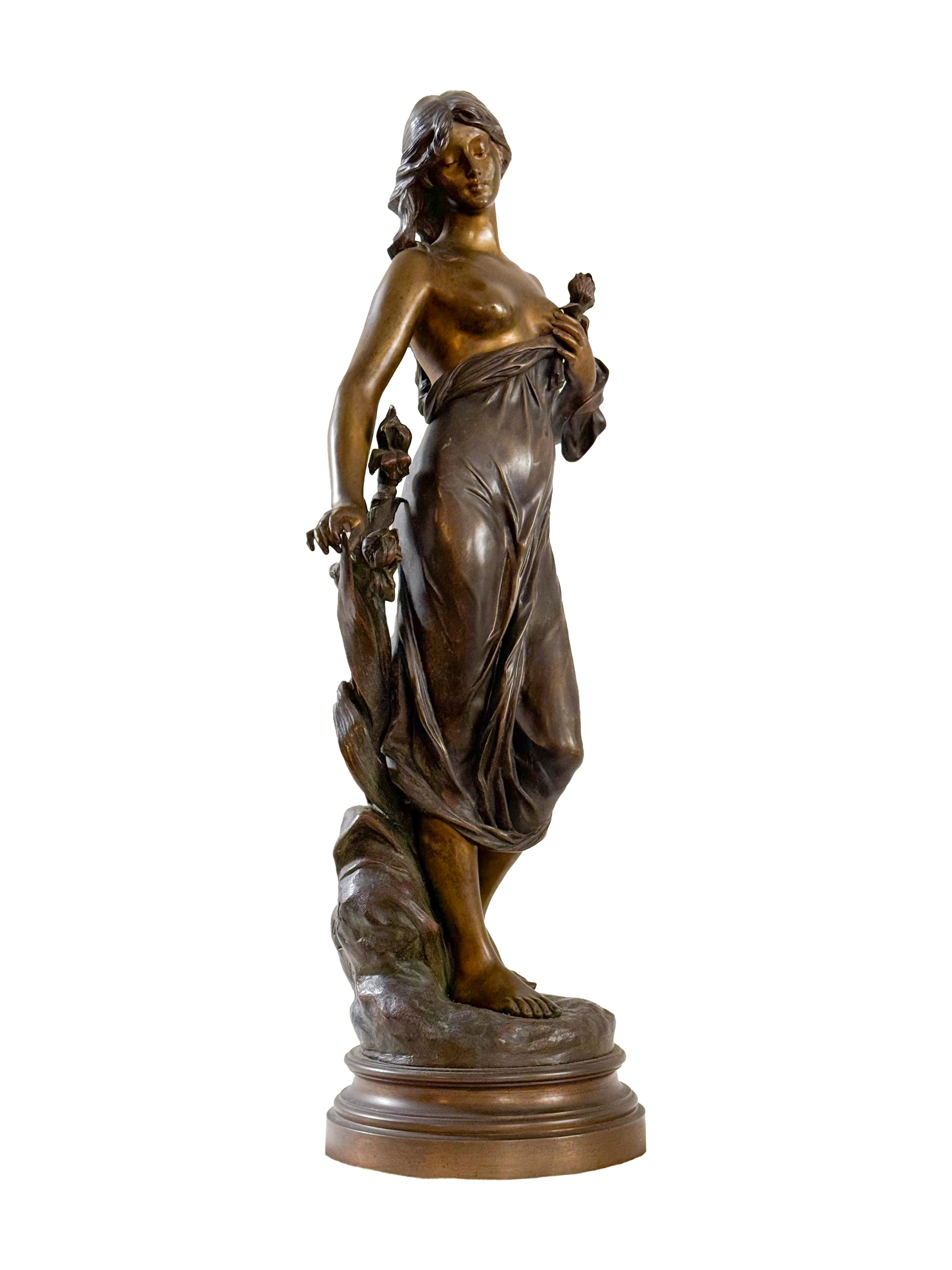French Diana Bronze Sculpture by Drouot, Napoleon III, 19th Century For Sale