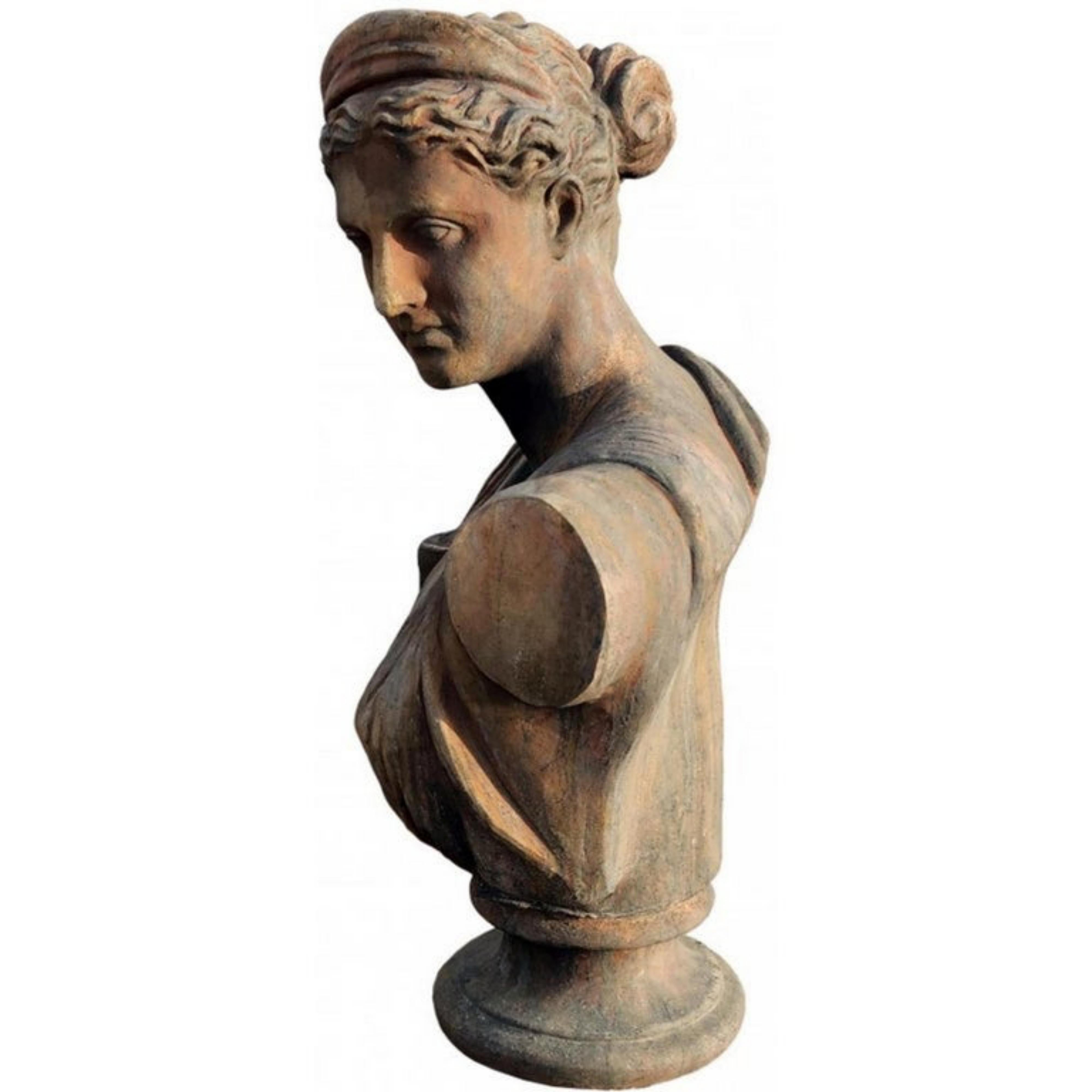 Baroque Diana Bust in Terracotta, Artemis of Versailles, Early 20th Century