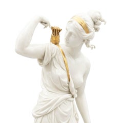 Diana die Jägerin von Giuseppe Cappè 1962 Weiß und Gold Porzellanfigur