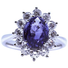 18 Karat White Gold Diana Ceylon Sapphire Diamond Engagement Ring
