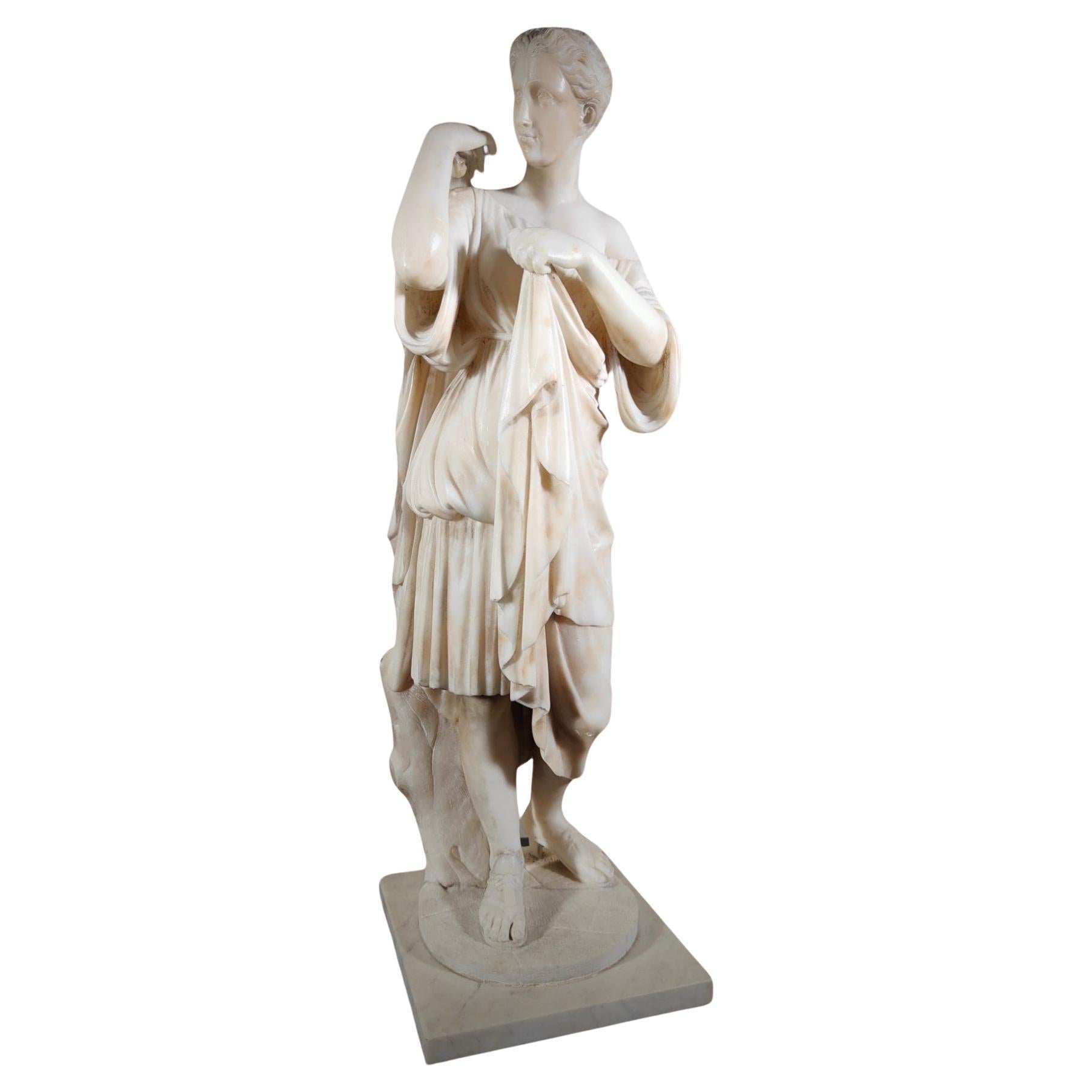 Diana de Gabios marble sculpture 19th century For Sale