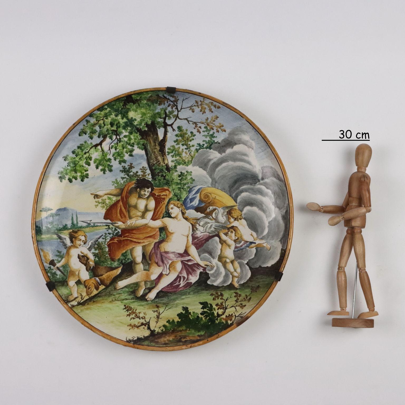 Other Diana and Endymion Parade Dish Castelli Manufacture Italy Late 19th century For Sale