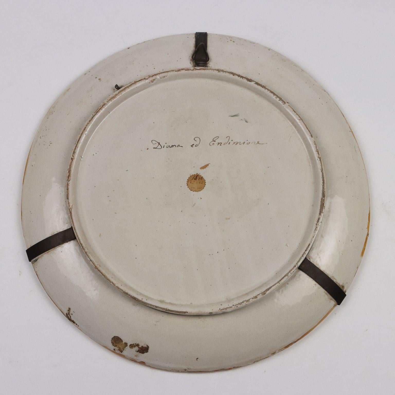 Diana and Endymion Parade Dish Castelli Manufacture Italy Late 19th century For Sale 1